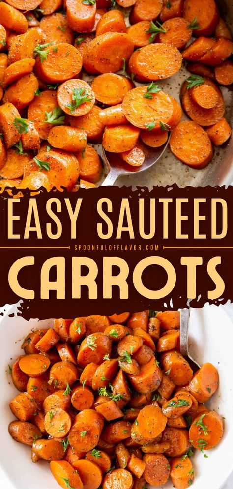 Sauteed Carrots, vegetable side dishes, easy dinner ideas Easy Carrot Recipes, Carrot Recipes Side Dishes, Easy Vegetable Side Dish, Carrots Side Dish, Sauteed Carrots, Easy Vegetable Side Dishes, Recipes By Ingredients, Vegetable Side Dishes Recipes, Vegetable Side Dish