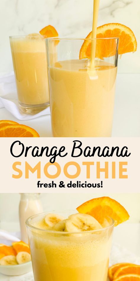 Orange Banana Smoothie, Orange Smoothie Recipes, Easy Healthy Smoothie Recipes, Smoothies Vegan, Resep Smoothie, Fruit Smoothie Recipes Healthy, Orange Smoothie, Recipes Healthy Breakfast, Easy Healthy Smoothies