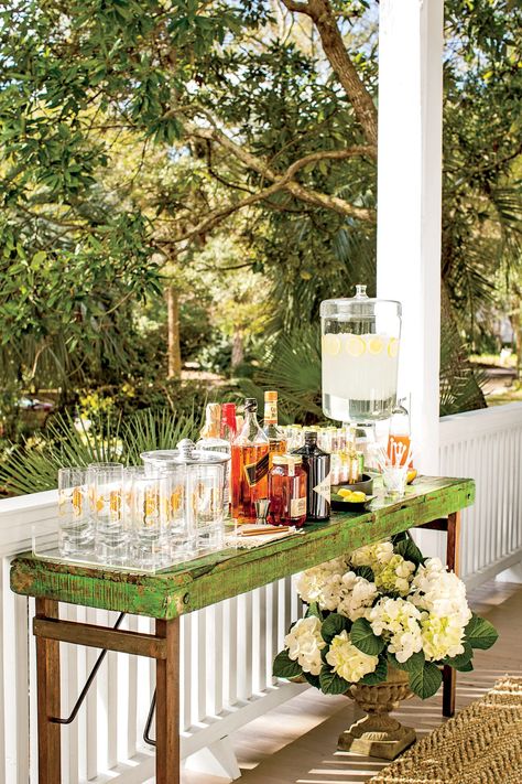 Drinking Table, Beverage Station Party, Porch Party, Porch Parties, Deck Party, Patio Party, Drink Station, Party Bars, Bar Set Up