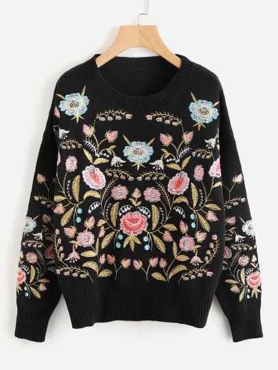 joefsf Floral Knitwear, Embroidered Sweaters, Embroidered Jumper, Boho Pullover, Flower Sweater, Pullover Mode, Embroidery Sweater, Winter Pullover, Retro Mode