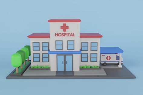 Photo hospital building isolated. front ... | Premium Photo #Freepik #photo #hospital-sign #hospital-3d #medical-building #medical-3d Hospital Front Design, Hospital Model For School Project, Bloxburg Hospital Exterior, Hospital Diorama, Hospital Building Design, Hospital Model, Photo Hospital, Small Hospital, Building Miniature