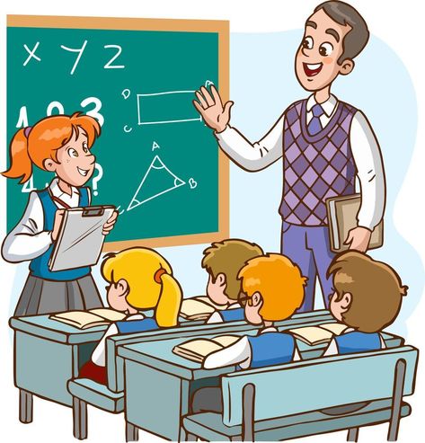 teacher and students are studying in the classroom cartoon vector Student And Teacher Cartoon, Classroom Drawing Easy, Teacher And Student Images, Classroom Drawing, Teacher Teaching Students, Teaching Clipart, Student Clipart, Teacher Images, Student Images