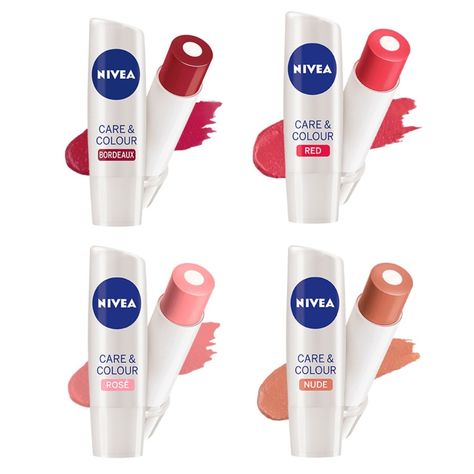 NIVEA Care & Colour Moisturizing Caring Tinted Lip Balm. Nivea Lip Balm, Coconut Lip Balm, Makeup At Home, Spf Lip Balm, Lip Gloss Cosmetics, Lip Balm Collection, Color Lip Balm, Lip Care Routine, Lip Beauty