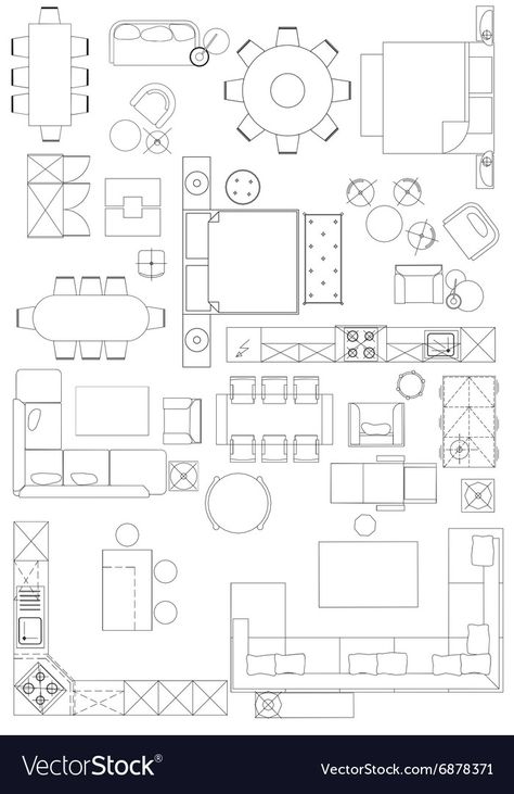 Furniture Symbols, Floor Plan Symbols, Architecture Symbols, Interior Design Sketchbook, Architecture Blueprints, Furniture Design Sketches, Interior Design Student, Architecture Drawing Plan, Interior Design Plan