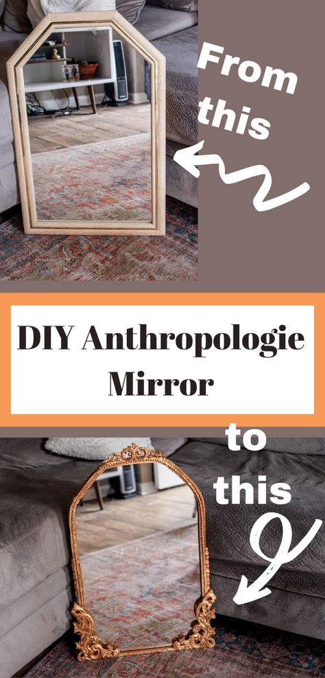 Mirror Update Diy, Upcycle Mirror Frame, Repurpose Mirror, Diy Anthropologie Mirror, Mirror Makeover Diy, Mirror Upcycle, Pinterest Mirror, Upcycle Mirror, Anthropologie Diy