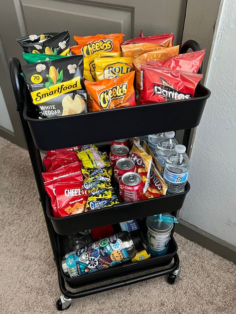 Snack Cart, Snack Station, Office Snacks, Room Organization Bedroom, Hangout Room, Snack Organizer, Home Cinema Room, Lash Room, Future Apartment Decor