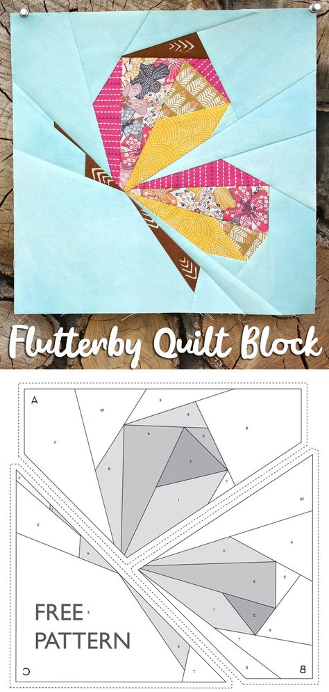 Flutterby Quilt Block Free Pattern Free Paper Pieced Quilt Patterns, Quilt Butterfly Pattern, Butterfly Paper Piecing Patterns Free, Pieced Butterfly Quilt Block, Paper Quilt Patterns Free Printable, Flower Paper Piecing Patterns Free, Butterfly Foundation Paper Piecing, Paper Piecing Patterns Free Printables Animals, Paper Piecing Free Patterns Printables