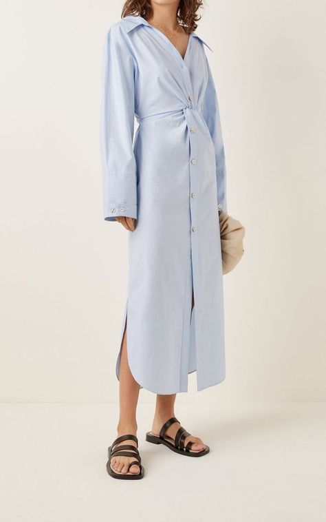 Blue Ayse, Poplin Shirt Outfit, Twist Shirt, Poplin Shirt Dress, Fresh Dress, Sewing Dress, Shirt Dress Outfit, Classic Shirt Dress, Linen Shirt Dress