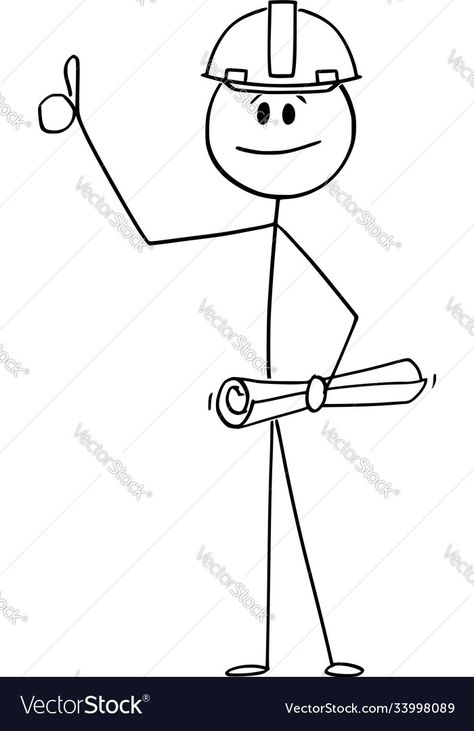 Engineer Drawing Cartoon, Worker Drawing, Safety Drawing, Engineer Drawing, Cartoon Construction, Engineer Cartoon, Stick Men Drawings, Construction Drawing, Ing Civil