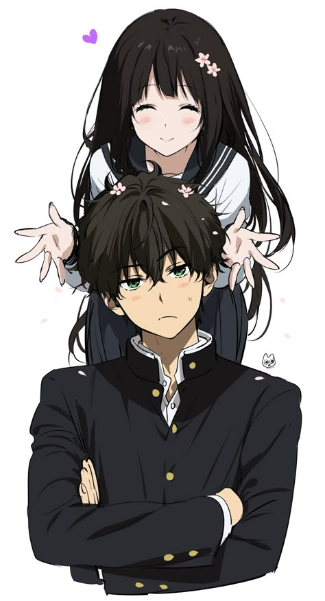 Hyouka Chitanda, Chitanda X Oreki, Oreki Chitanda, Oreki X Chitanda, Eru Chitanda, Oreki Houtarou, Cute Couple Comics, Ju Jitsu, Anime Love Couple