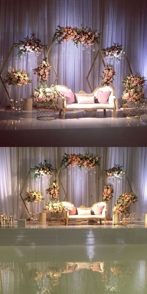 Wedding Stage Design Simple, Wedding Stage Backdrop Elegant, Wedding Stage Indian, Floral Wedding Stage, Simple Wedding Stage, Mehendi Decoration Ideas, Stage Backdrop Wedding, Elegant Wedding Stage, Pakistani Wedding Stage