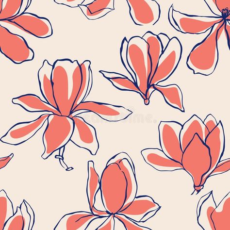 Modern abstract Magnolia flowers background. Floral Seamless pattern. Pastel scandinavian colors palette. Textile composition, h vector illustration Abstract Flowers Illustration, Modern Flower Pattern, Abstract Floral Illustration, Abstract Floral Print Pattern, Magnolia Flower Illustration, Modern Flower Illustration, Abstract Magnolia Painting, Seamless Abstract Pattern, Abstract Flower Print