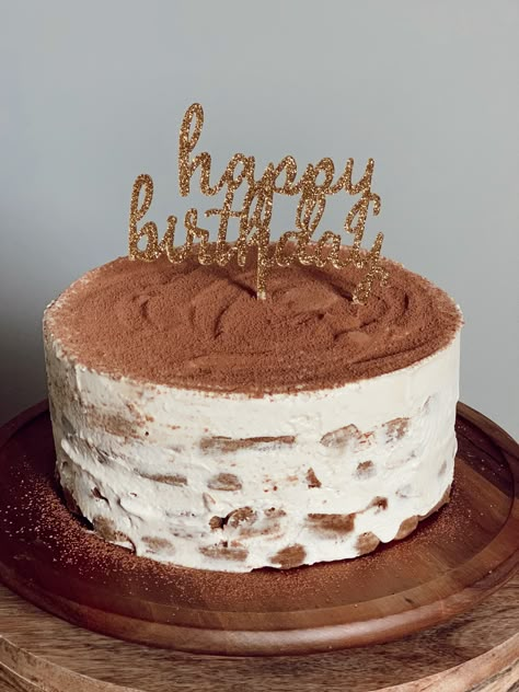 Tiramisu birthday cake Tiramisu For Birthday, Tiramisu Bday Cake, Birthday Tiramisu Cake, Tiramisu Birthday Cake Decoration, Tiramisu Decoration Ideas, Tiramisu Cake Design, 27 Th Birthday, Bday Ideas For Him, Birthday Tiramisu