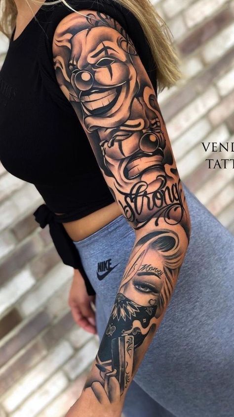 Mangas Tattoo, 42 Tattoo, Chicanas Tattoo, Chicano Tattoos Sleeve, Catrina Tattoo, Girl Arm Tattoos, Gangsta Tattoos, Chicano Tattoos, Chicano Tattoo