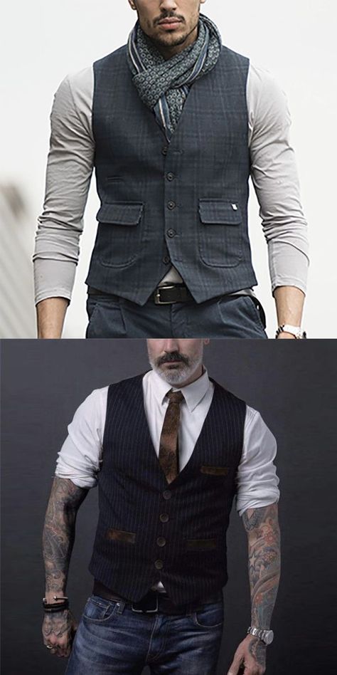 Men Vest Outfits, Vest Outfits Men, Mens Vest Fashion, Fall Vest, Smart Casual Outfit, Casual Vest, Men Style Tips, Vest Fashion, Mens Winter Fashion