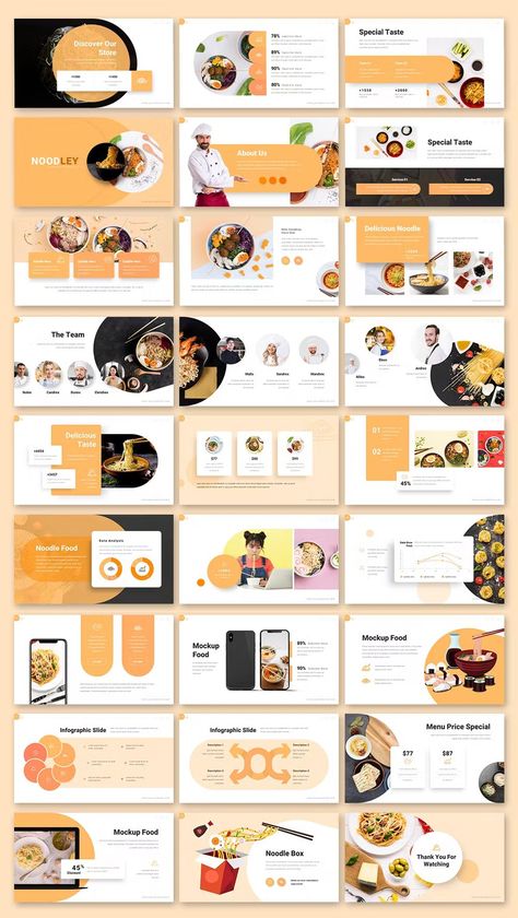 Delicious Food PowerPoint Template | Free Download  This beautiful and modern template is perfect for creating presentations about food, recipes, or cooking. It includes a variety of slides with delicious food images, icons, and illustrations. #powerpoint #template #food . #Powerpoint_Slides_Ideas #Food_Layout_Design #Food_Presentation_Design #Slide_Design_Ideas Desain Merek, Keynote Design, Creative Powerpoint Presentations, Visuell Identitet, Presentation Slides Design, 포트폴리오 레이아웃, Powerpoint Slide Designs, Presentation Design Layout, Page Layout Design