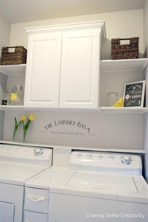 Closet Laundry Room Makeover, Budget Laundry Room Makeover, Laundry Room Storage Shelves, Small Laundry Room Organization, Room Storage Diy, Basement Laundry Room, Laundry Room Closet, Basement Laundry, Farmhouse Laundry Room