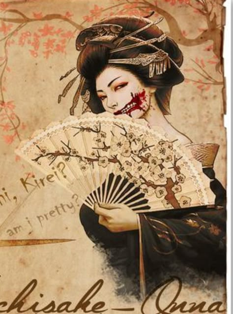 Kuchisake Onna, Japanese Urban Legends, Japanese Yokai, Japanese Legends, Japanese Art Styles, Arte Peculiar, The Mimic, Japanese Mythology, Japanese Horror