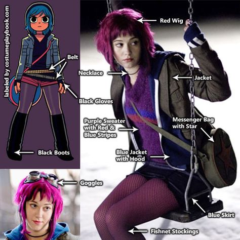 Ramona Flowers costume guide! Love all the layers! And the colored hair Ramona Flowers Hair, Ramona Scott Pilgrim, Pilgrim Outfit, Laurence Anyways, Pilgrim Costume, Outfit Couple, Bryan Lee O Malley, Scott Pilgrim Vs The World, Layered Outfit