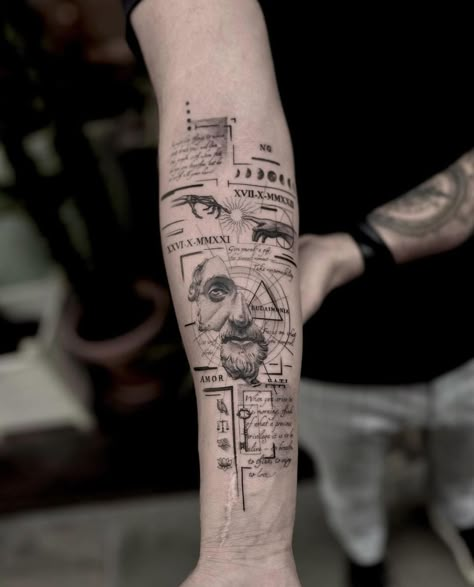 Stoic Forearm Tattoo, Inner Upper Arm Tattoo Men, Conceptual Tattoo Design, Stoicism Tattoo Ideas Men, Greek Fineline Tattoo, Geographic Tattoo, Conceptual Tattoo Ideas, Stoic Tattoos For Men, Stoicism Tattoo Ideas