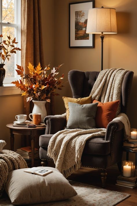 20 Fall Decor Ideas – ToolzView Fall Living Room, Cozy Fall Decor, Kitchen Decor Themes, Fall Decorating Ideas, Fall Decor Ideas, Autumn Vibes, Autumn Decor, Thanksgiving Decor, Fall Decorating