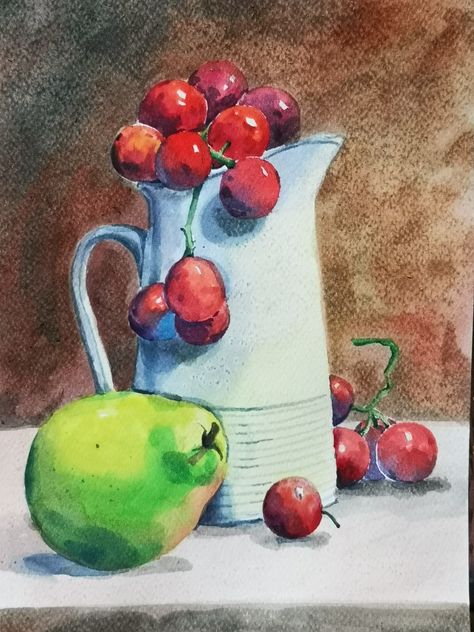 Still Life With Watercolor, Watercolor Art Still Life, Still Life Drawing Watercolors, Watercolor Paintings Still Life, Still Life Watercolor Paintings, Still Life Painting Watercolor, Watercolour Still Life Painting, Easy Still Life Painting, Watercolour Still Life