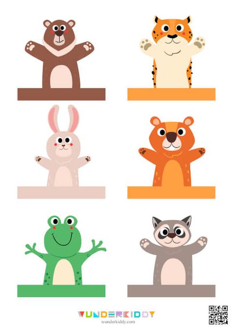 Template «Finger Puppets» - Download or print for free Finger Puppet Patterns Printable, Animal Finger Puppets Printable, Finger Puppet Template, Finger Puppets Printable, Puppet Printable, Templates Animals, Puppet Template, Animal Finger Puppets, Bag Puppet