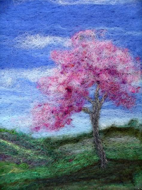 landscape 057 by pdlugos on flickr Felt Landscapes, Felted Landscapes, Tovad Ull, Felted Pictures, Felt Painting, Wool Painting, Baby Mobil, Needle Felting Ideas, Wool Felt Projects