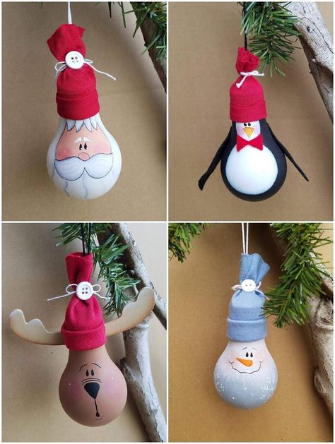 Easy Christmas Crafts For Kids, Light Bulb Crafts, Bulb Ornaments, Light Bulb Ornaments, Diy Christmas Ornaments Easy, Christmas Crafts For Kids To Make, Handmade Christmas Crafts, Lightbulbs, Easy Christmas Crafts