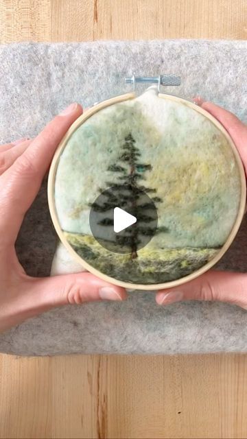 Erin Gardner on Instagram: "Felting a forest🌲  Bonus: Can you spot the moment where I flipped my canvas upside down after making the background? I left it that way too. Just a reminder not to be afraid to look at your work from all angles. Sometimes it knows where it wants to go even when you don’t. 🙃  #process #needlefelting #felt #feltingprocess #forest #2dneedlefelting #woolpainting #feltedforest #feltedlandscape #fiberartist #wip #landscape #woodlandlandscape" Needle Felting Diy Tutorials, Wet Felting Tutorial, Felt Painting, Needle Felting Tutorial, Landscape Art Quilts, Felting Diy, Abstract Quilt, Wool Felt Projects, Needle Felting Diy