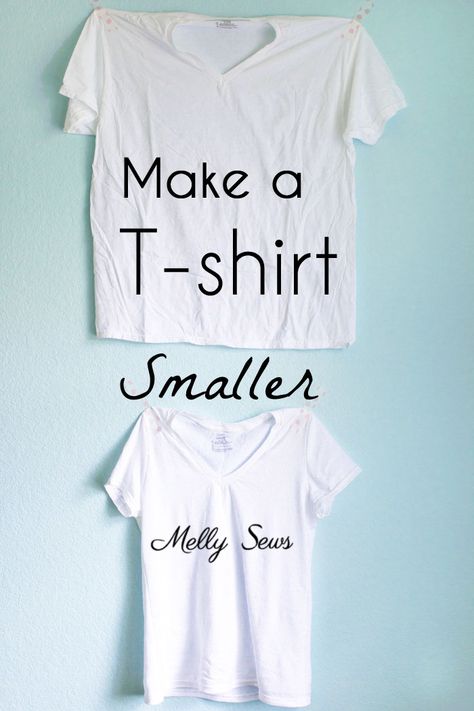 How to Make a Big Shirt Smaller - Melly Sews Shirt Alterations, Clothes Makeover, Umgestaltete Shirts, Melly Sews, Shirt Makeover, T Shirt Hacks, Clothing Alterations, Shirt Hacks, Sewing Alterations