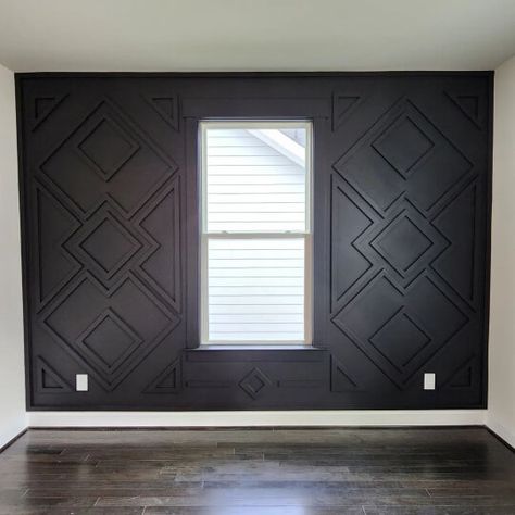 Are You Brave Enough for a Black Accent Wall in Your Living Room? (19 Successful Looks!) - Mod & Mood Textured Wall With Window, Geometric Wall With Window, Diy Accent Wall With Window, Moldings And Trim Accent Walls Bedroom, Accent Walls In Living Room With Windows, Accent Black Wall Bedroom, Accent Wall With Window In Middle, Dining Room Accent Wall With Window, Wood Accent Wall With Window