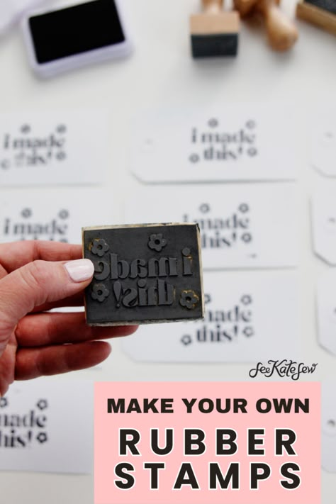 Make custom rubber stamps Laser Rubber Stamp, How To Make Your Own Rubber Stamps, Cricut Stamps Diy, How To Make Rubber Stamps, Linocut Stamps Ideas, Stamps With Cricut, Wood Engraving Designs, Diy Rubber Stamp, Stamp Design Ideas