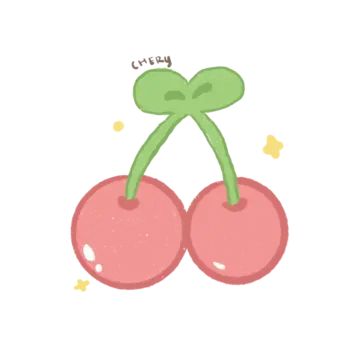 Png Drawing Cute, Cherry Doodle Cute, Cherry Cartoon Drawing, Cute Drawings Of Fruit, Cherry Cute Drawing, Cute Food To Draw, Kawaii Fruit Drawing, How To Draw A Cherry, Fruit Drawing Cute