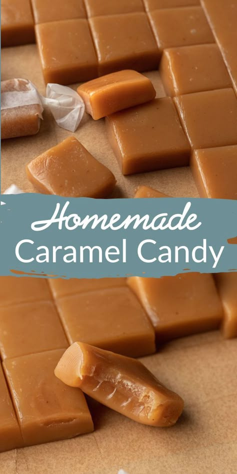 Homemade Caramel Recipes, Homemade Caramels, Caramel Candies, Caramel Treats, Chewy Caramel, Weight Watcher Desserts, Brownie Desserts, Candy Recipes Homemade, Christmas Candy Recipes