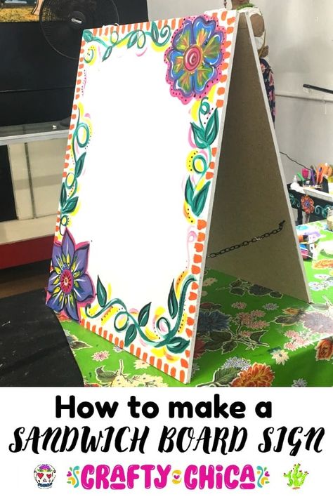 How to make sandwich board signs! #craftychica #sandwichboardsigns #sandwichboarddiy #sandwichboardsignsdiy Poster Board Signs Diy, How To Make A Sandwich Board Sign, Sidewalk Signs Diy, Diy Sandwich Board Sign, Poster Board Signs, Sandwich Board Sign, Campaign Materials, Sandwich Sign, Cool Poster Designs