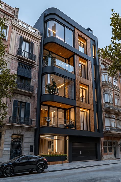 Hotel Structure Design, Modern Apartment Building Design, Outside Of Apartment Building, Building Facades Modern, Facade Design Apartment, Luxury Apartment Building Exterior, Modern Residential Building Design, African Architecture Modern, Glass Modern House