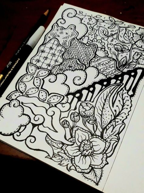 Batik Aesthetic, Nirmana Batik, Batik Drawing, Batik Motif, Indonesian Art, Seni Dan Kraf, Zen Doodle Art, Batik Art, Motif Batik