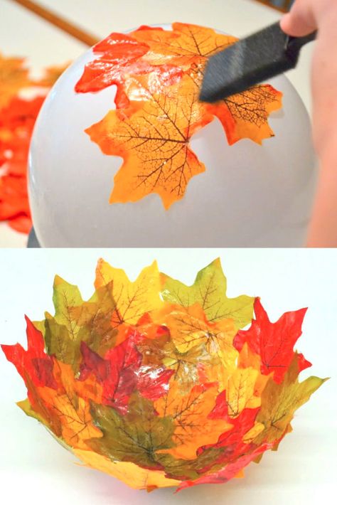 24 Gorgeous Fall Leaf Crafts & Easy DIY Decor - A Piece Of Rainbow Autumn Leaves Craft, Fall Arts And Crafts, Easy Fall Crafts, Leaf Crafts, Fall Halloween Crafts, Fall Crafts Diy, Fall Crafts For Kids, Autumn Crafts, Fall Leaf