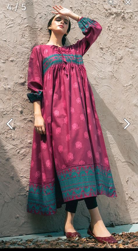 Girls Frock Design Pakistani, Long Frok Styles Simple, Latest Women Suits Design, Jhabla Designs For Women, Printed Kurta Designs Women Casual, Latest Frock Designs For Women Pakistani, Pakistani Dress Design Casual Indian Fashion, Black Printed Suit Design, Froks Design For Girl