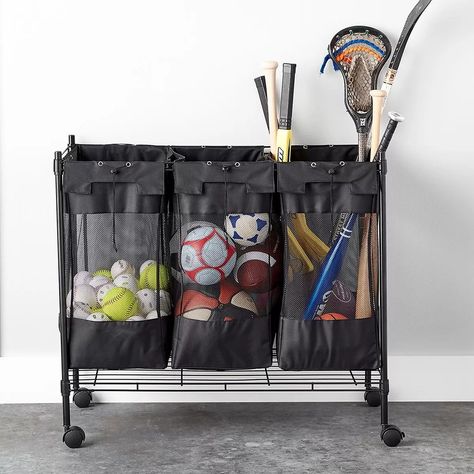 Heavy-Duty Triple Storage Bin | The Container Store Garage Organization Storage, Sports Equipment Storage, Ideas For Garage, Sports Storage, Garage Organizing, Organization Storage Ideas, Garage Storage Ideas, Ball Storage, Organisation Hacks