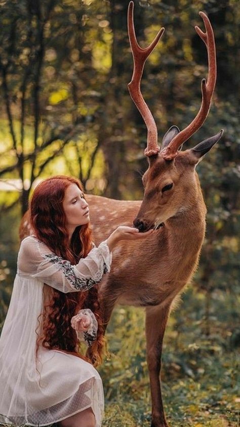 Small Images, Dog Portraits Art, Fairytale Photography, Long Red Hair, Fantasy Photography, Human Poses Reference, Poses References, Human Poses, A Deer