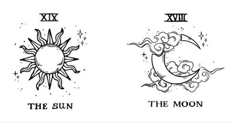 Sun And Moon Tattoos, Tattoo Sonne, Maching Tattoos, Sun And Moon Tarot, Moon Sun Tattoo, Tarot Tattoo, Bestie Tattoo, Moon Tattoos, The Sun And The Moon