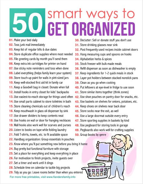 50 Ways to Get Organized - Flanders Family Home Life Organization Categories Home, Life Organization Hacks, Home Organization Categories, How To Be Organized At Home, House Organization Ideas Organized Home, How To Organize Bedroom, How To Get Organized, How To Be Organized, Married Life Organization