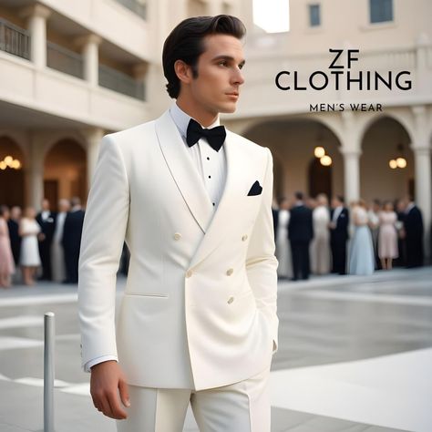 White Coat Pant For Men Suits Wedding, All White Suit Men Wedding, Double Breasted White Suit, Double Breasted White Tuxedo, All White Suit For Men Wedding, White Coat Pant For Men, White Suit Groom Wedding, White Suit For Wedding, White Tuxedo For Men Wedding