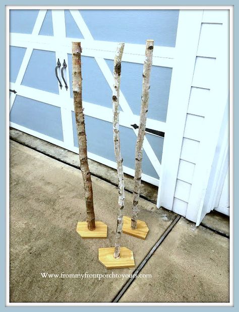 DIY- Fall -Tree- Tutorial-Tree-Trunk-Base-FromMy Front Porch To Yours Birch Tree Fall Decor, Diy Tree Branch Decor Fall, Diy Maple Tree Craft, How To Make A Fake Fall Tree, Cute Fall Porch Ideas, Fake Fall Tree Diy, Diy Fall Tree Branch, Autumn Tree Decor, Birch Tree Crafts Ideas