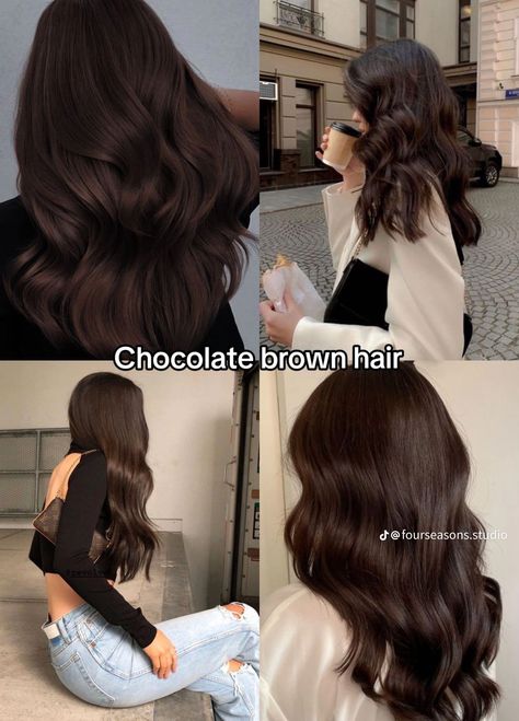 Brown Espresso Hair Color, Brown Hair Colors Aesthetic, Cacao Hair Color, Chocolate Lab Hair Color, Rich Mocha Brown Hair, Chocolate Dark Hair, Dark Chocolate Brunette Hair, Dark Mocha Brown Hair Color, Caramel Dark Brown Hair