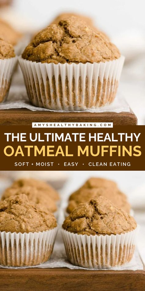 Looking for easy healthy breakfasts and healthy snacks to make? Here's a healthy baking idea for oat muffins! Deliciously sweet and spiced, these are The Ultimate Healthy Oatmeal Muffins. They're also clean eating, low fat, and low sugar with a gluten free option! One Bowl Muffins Healthy, Healthy Oat Muffins Clean Eating, 3 Ingredient Weight Watcher Muffins, Muffins To Lower Cholesterol, Healthy Breakfast Oatmeal Muffins, Healthy Muffins Applesauce, Low Carb Oatmeal Muffins, Healthy Scones Recipe Clean Eating, Muffin Recipes For Diabetics