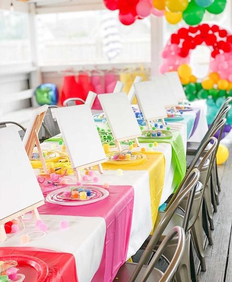 Art Themed Party, Kids Birthday Party Ideas, Kids Painting Party, 7th Birthday Party Ideas, Painting Birthday Party, Birthday Painting, 5th Birthday Party Ideas, Painting Birthday, Art Birthday Party