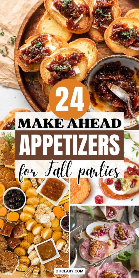 Make Ahead Appetizers for Fall Parties Appetizers For Fall, Thanksgiving Diner, Fall Recipes Appetizers, Fall Appetizers Easy, Fall Party Food, Fall Parties, Fall Appetizers, Make Ahead Appetizers, Fall Dinner Party